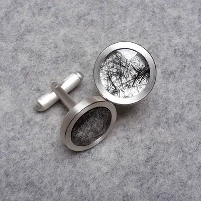 Silber Manschettenknöpfe mit Turmalinquarz